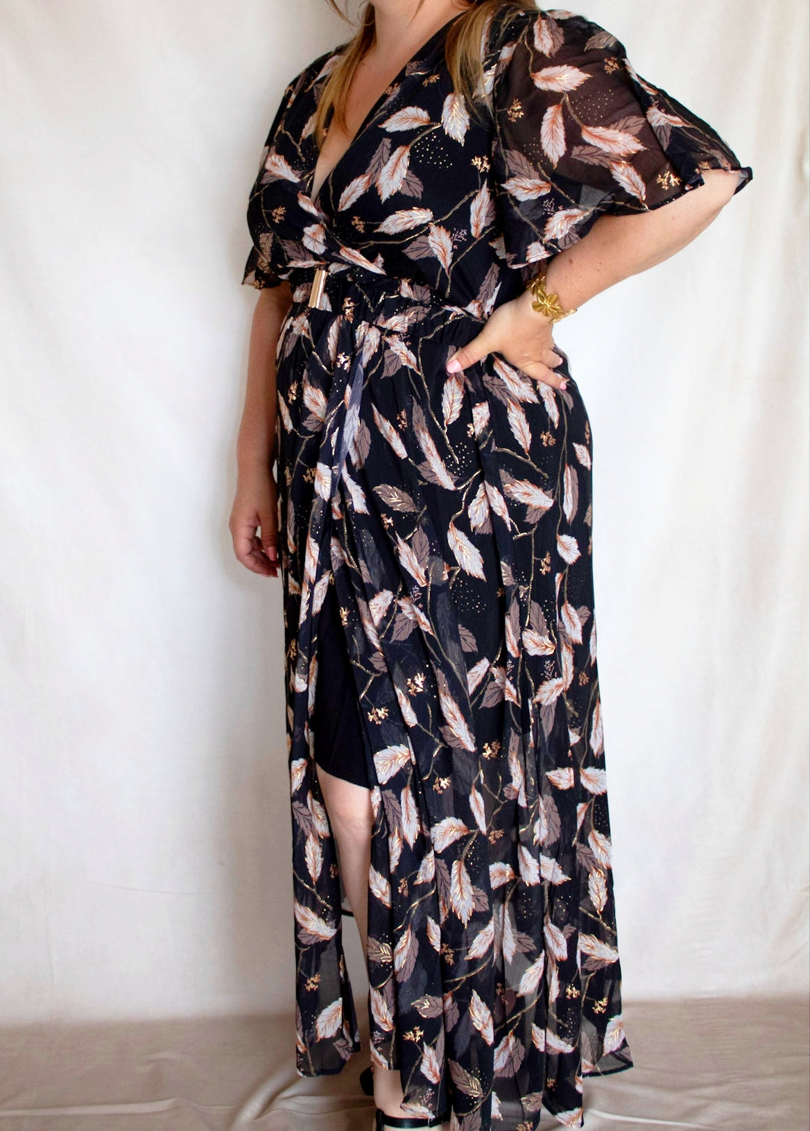 Robe longue ''plumes''